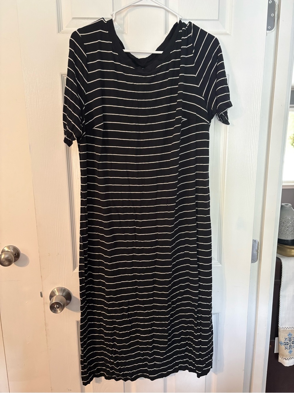 Ava and Viv Black & White Striped Short-Sleeve Dress
